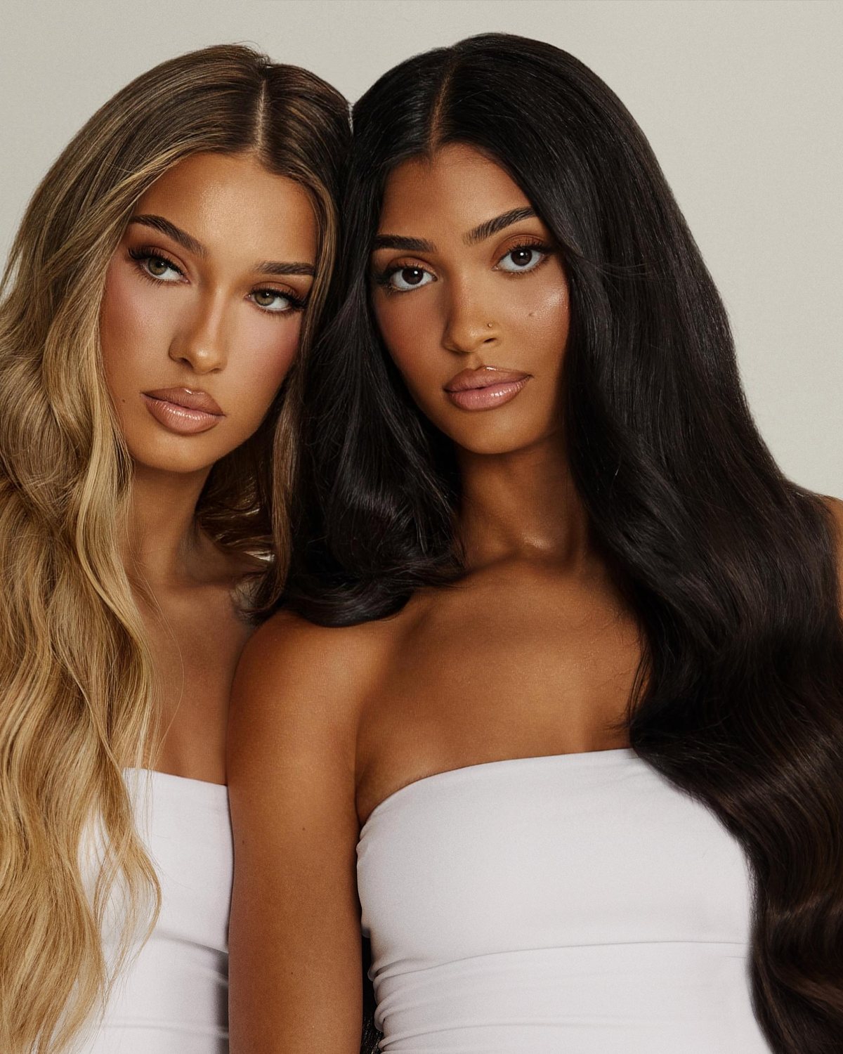 Two Bond Girl Hair clients with long, seamless keratin bond extensions